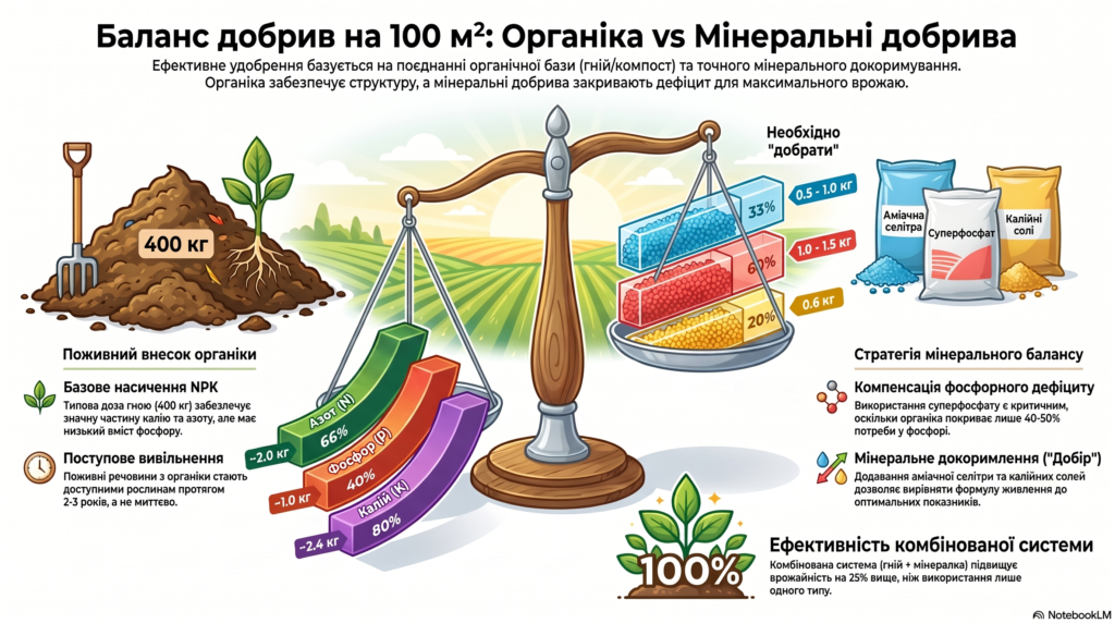 Балант добрив на 100м2: Органіка vs Мінеральні добрива